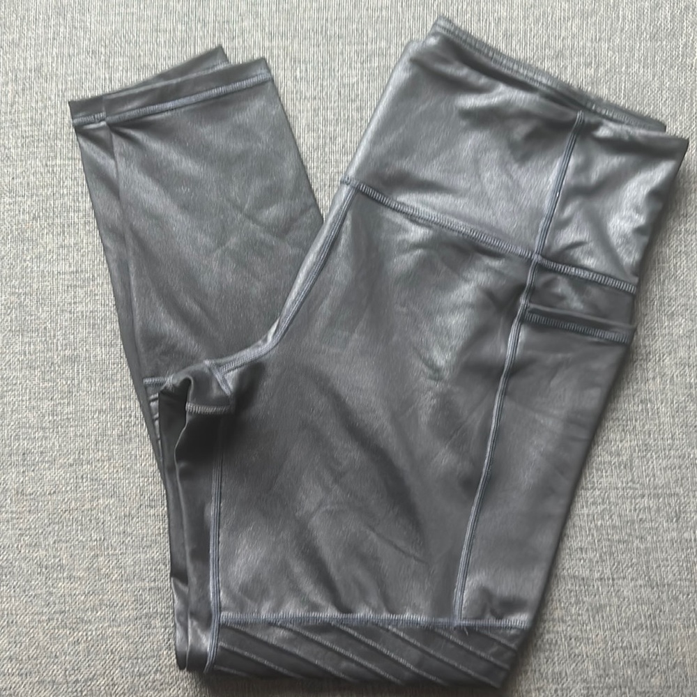 Metallic gray Athleta leggings